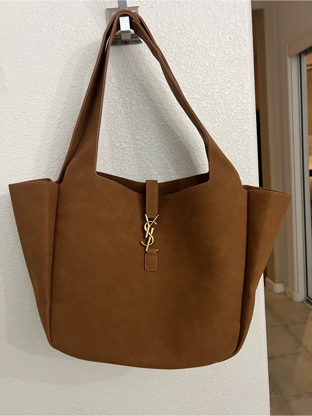 Saint Laurent Brown Tote with Gold YSL Accent perfect for fall!🍂
